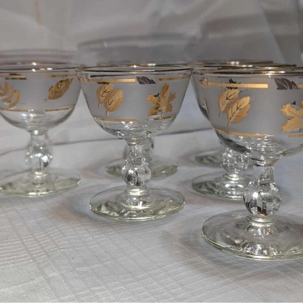 Vintage Libbey Golden Foliage Cocktail Glasses - Set of 3